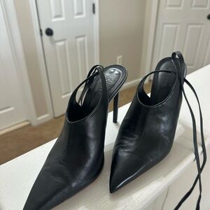 SCHUTZ Black Pointed-Toe Slingback Stiletto Heels